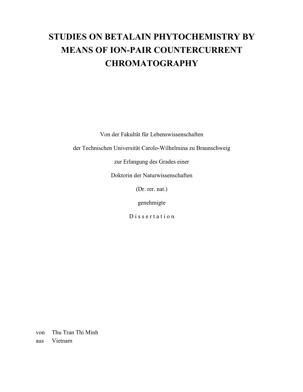 Studies on Betalain Phytochemistry by Means of Ion-Pair Countercurrent Chromatography