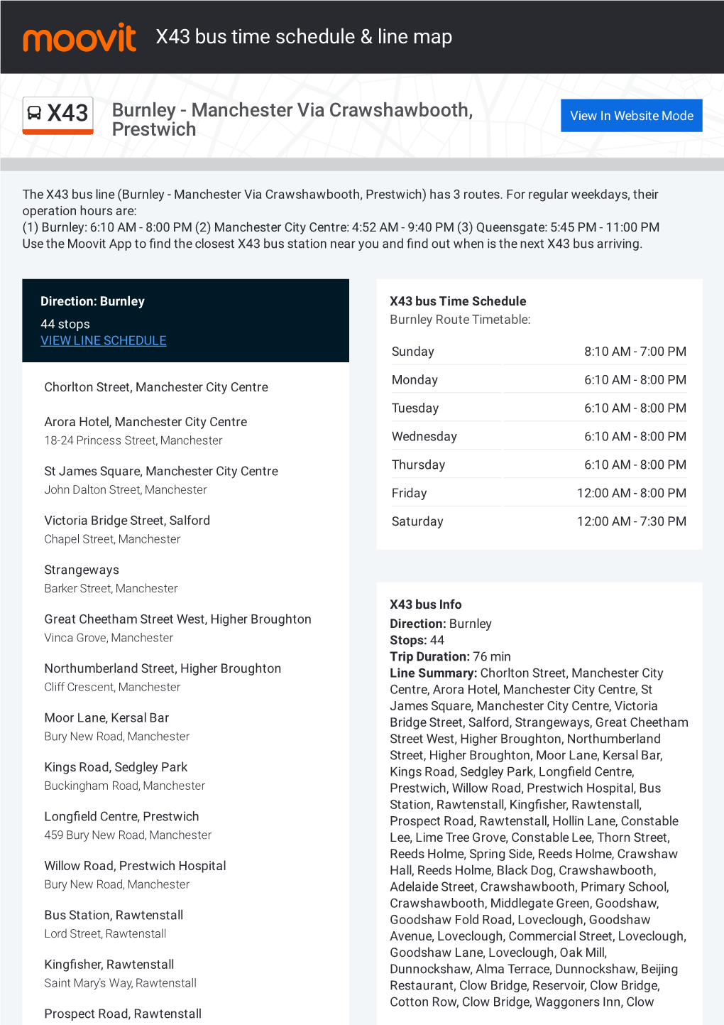 X43 Bus Time Schedule & Line Route