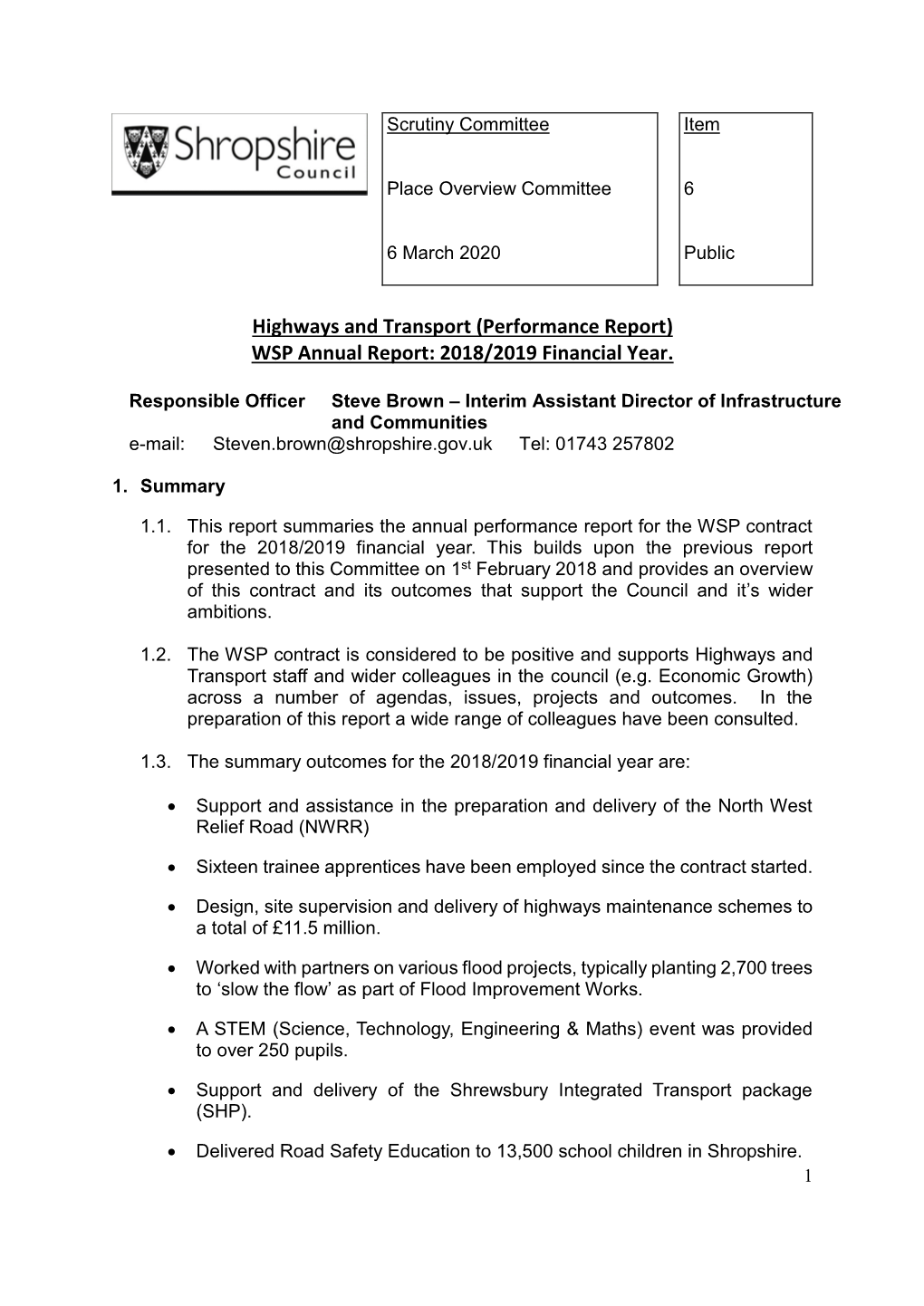 WSP Annual Report: 2018/2019 Financial Year