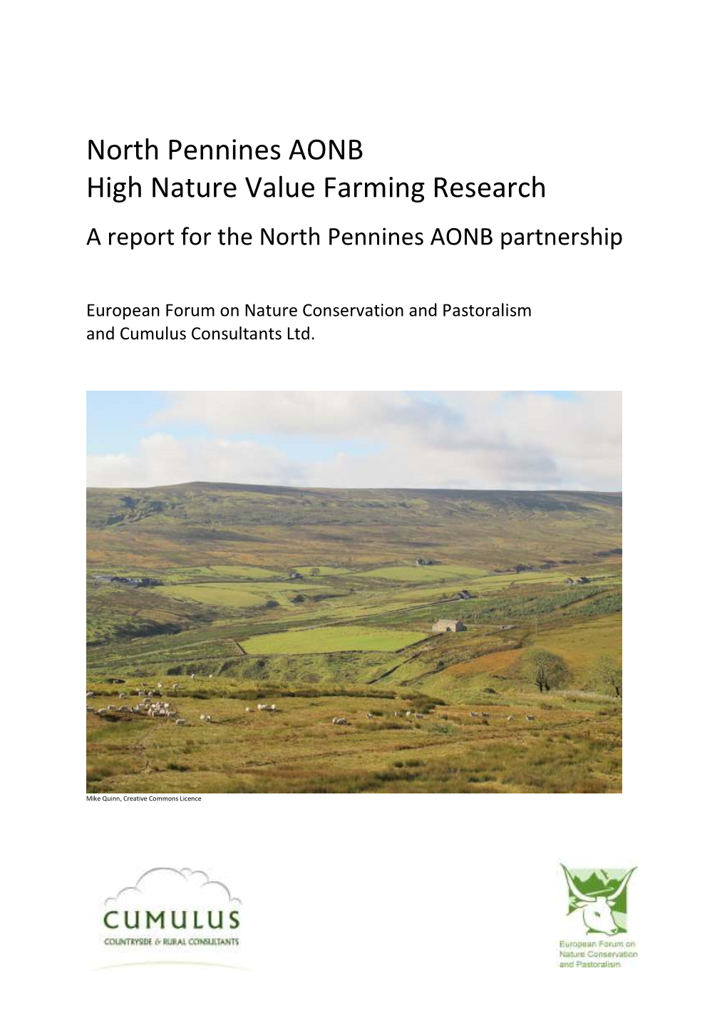 North Pennines AONB High Nature Value Farming Research