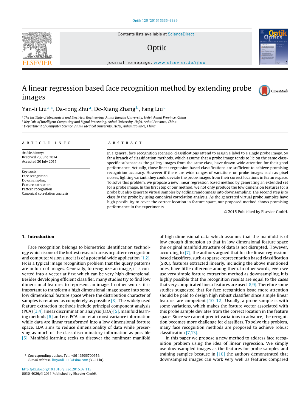 A Linear Regression Based Face Recognition Method by Extending Probe Images