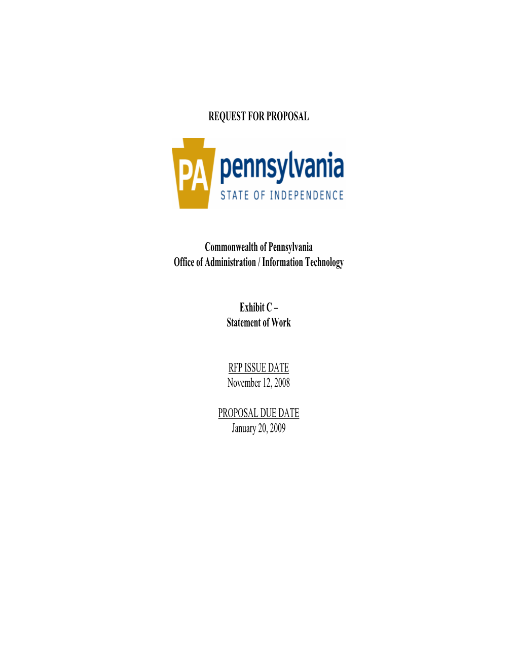 REQUEST for PROPOSAL Commonwealth of Pennsylvania