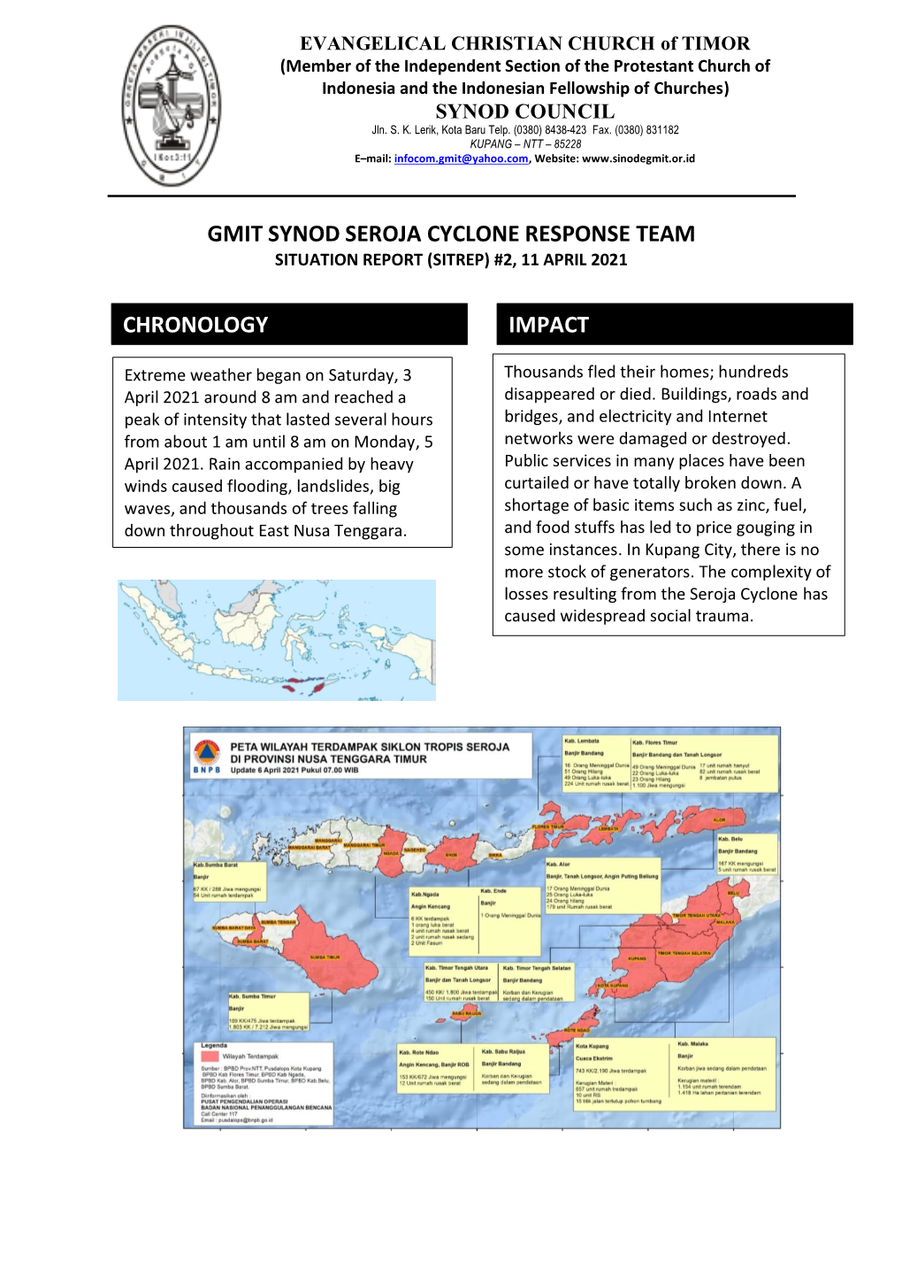 Gmit Synod Seroja Cyclone Response Team Chronology