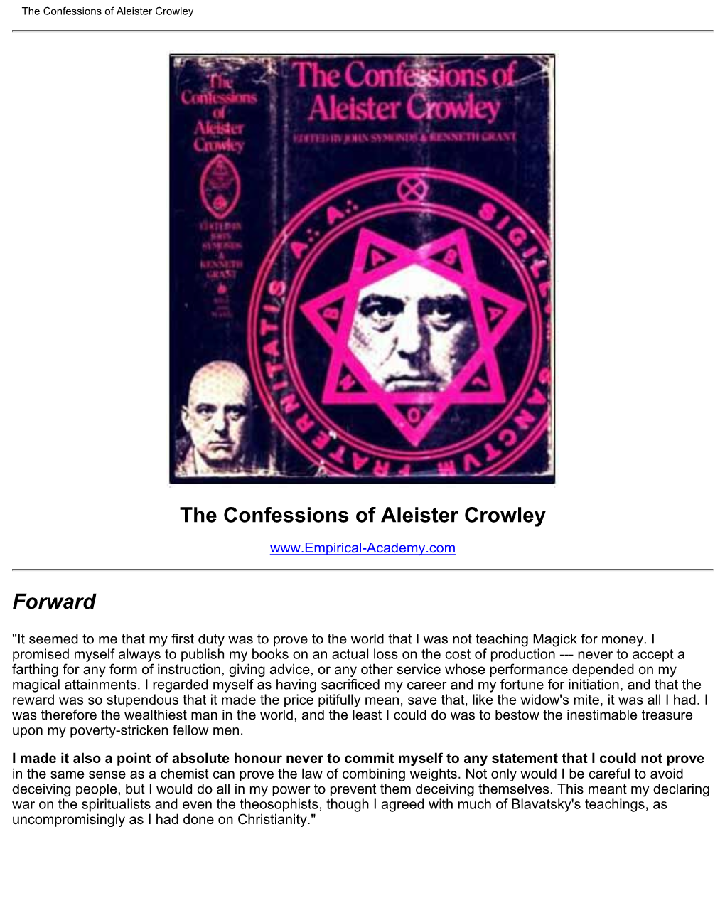 The Confessions of Aleister Crowley