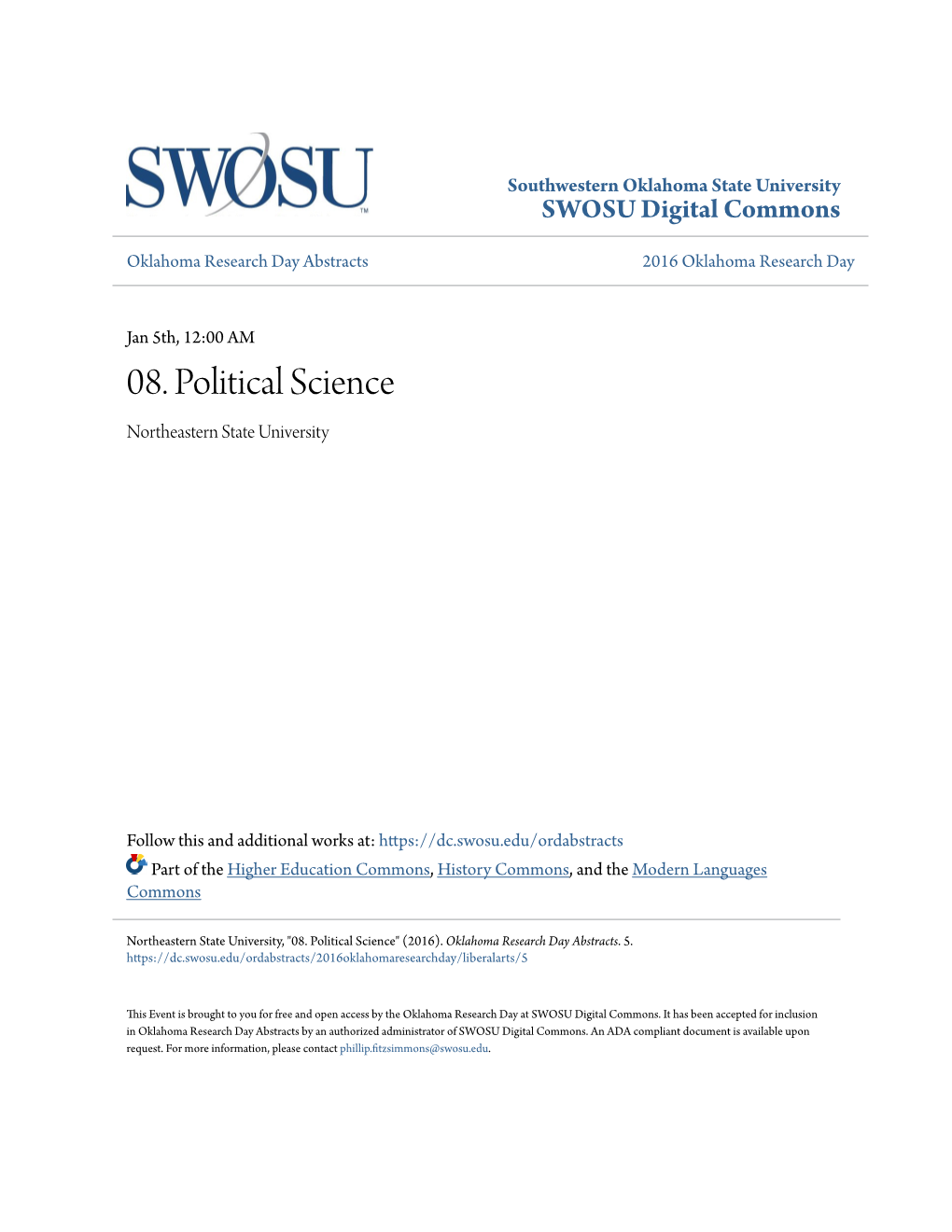 08. Political Science Northeastern State University