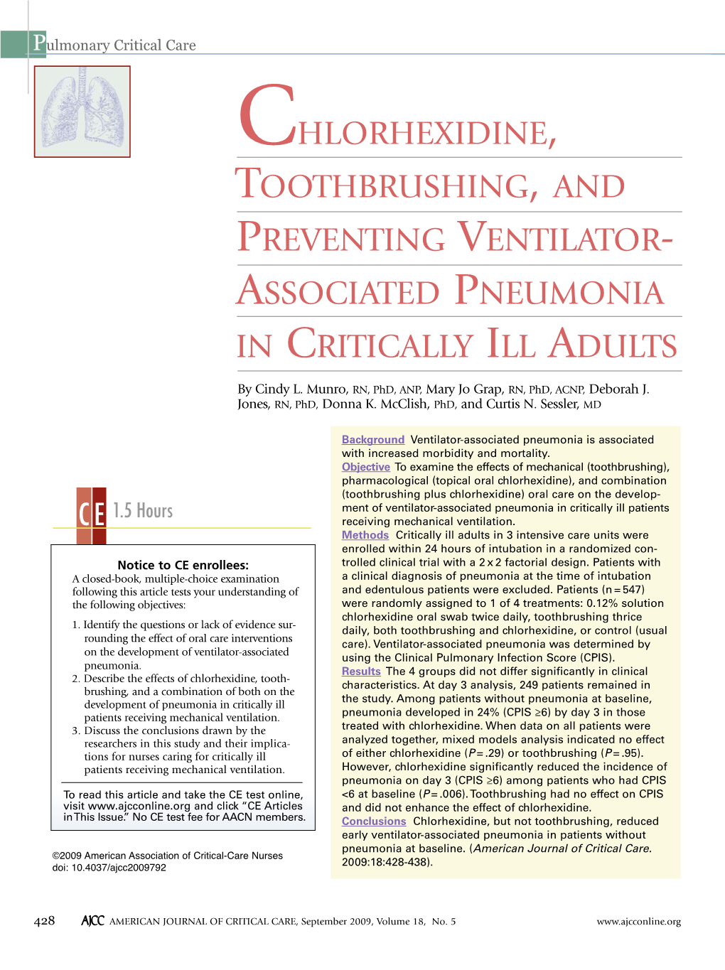 Chlorhexidine, Toothbrushing, and Preventing Ventilator Associated