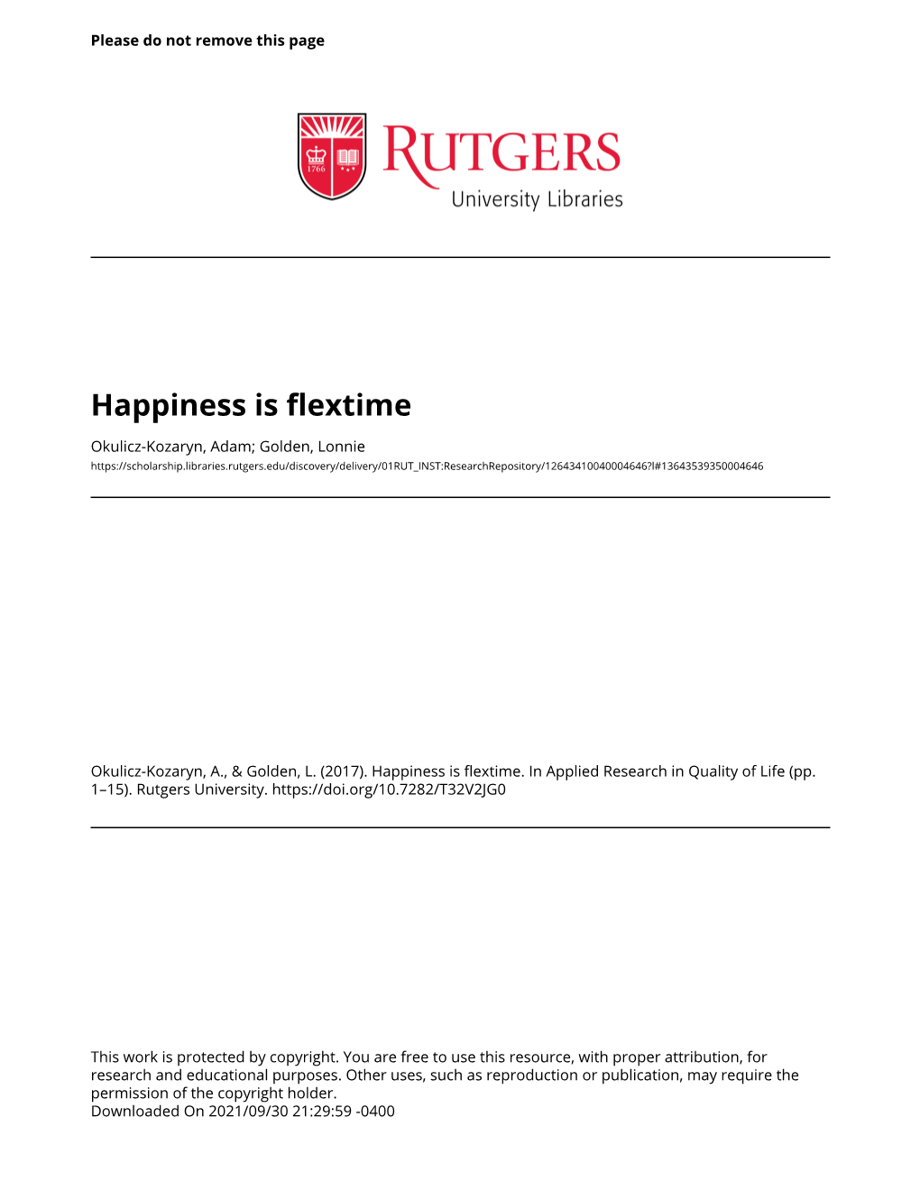 Happiness Is Flextime