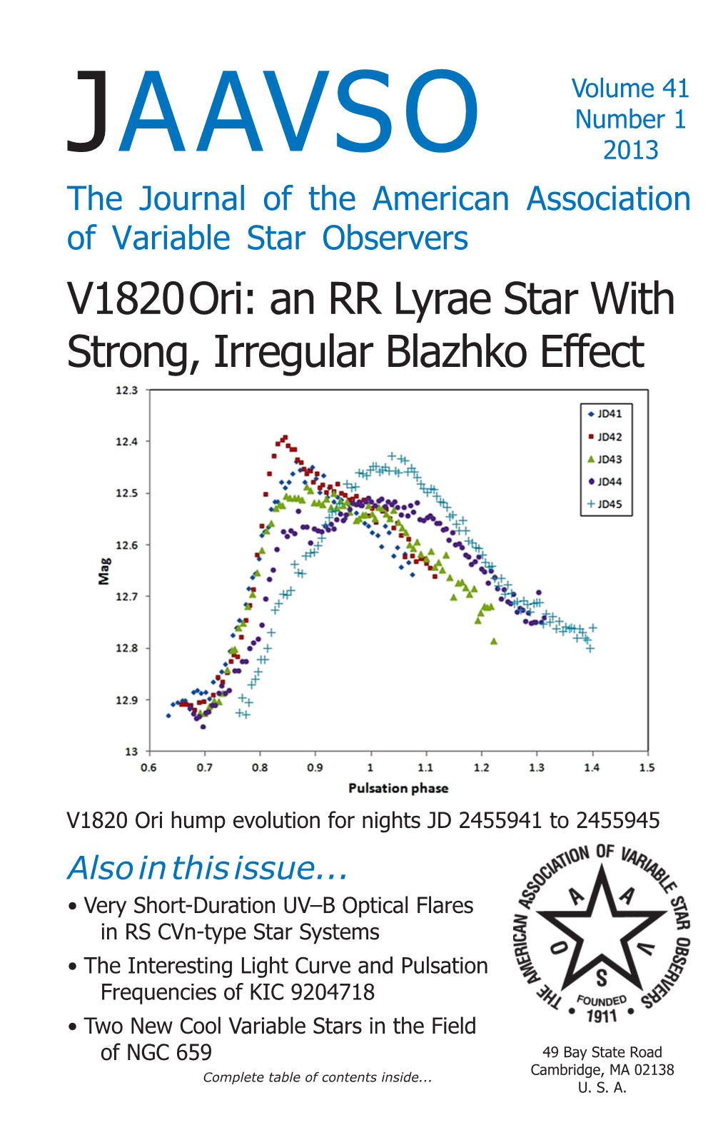 JAAVSO 2013 the Journal of the American Association of Variable Star Observers V1820 Ori: an RR Lyrae Star with Strong, Irregular Blazhko Effect