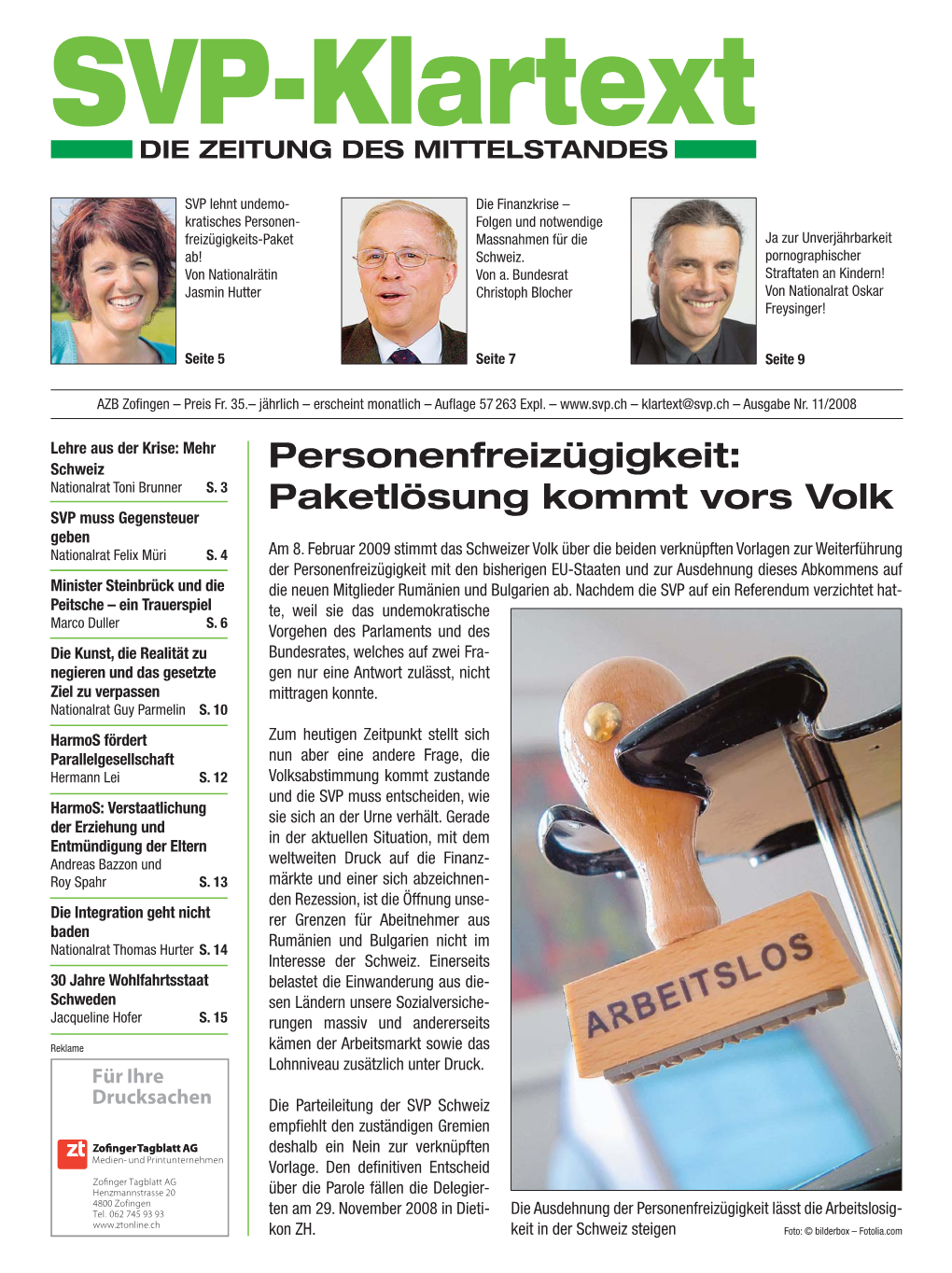 Personenfreizügigkeit: Paketlösung Kommt Vors Volk