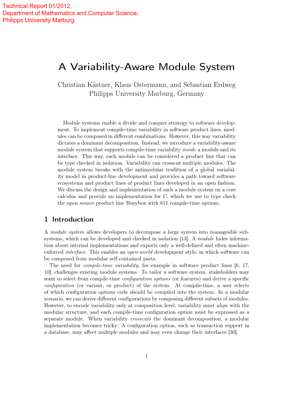 A Variability-Aware Module System