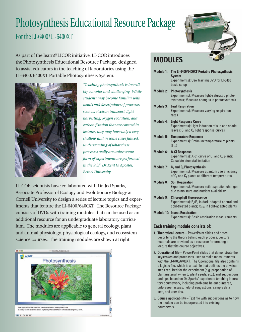 Photosynthesis Educational Resource Package for the LI-6400/LI-6400XT