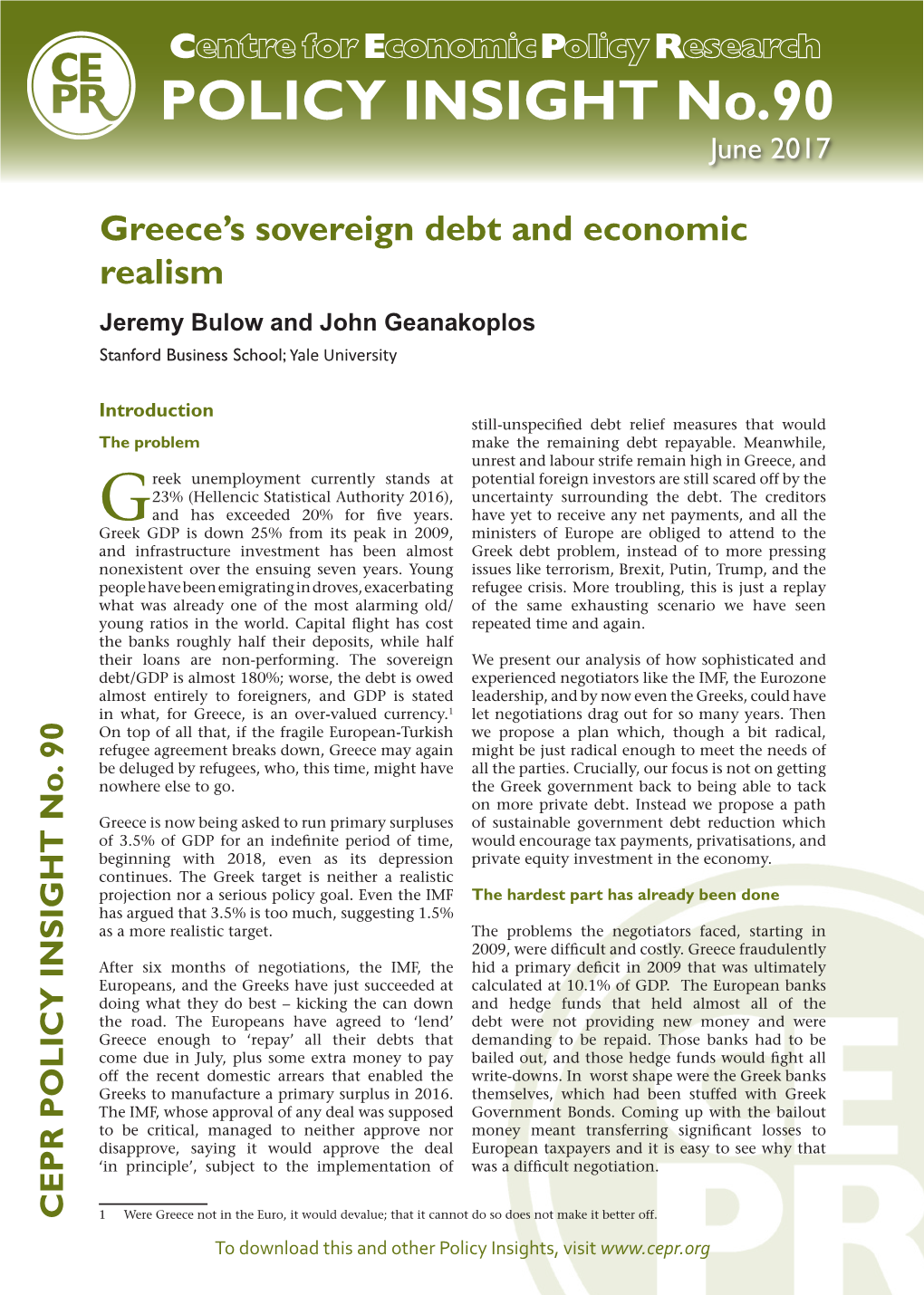 Greece's Sovereign Debt and Economic Realism