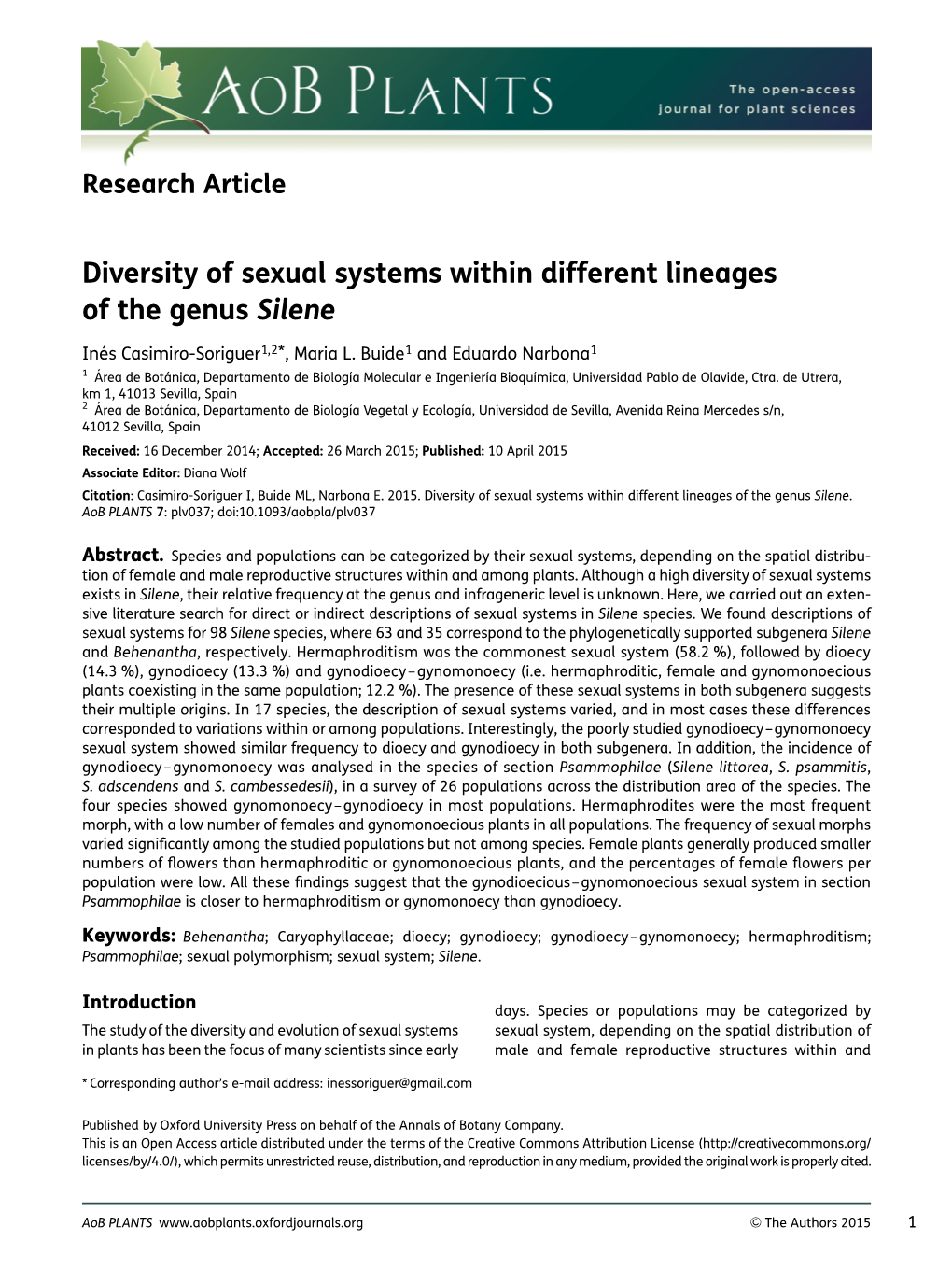 Diversity of Sexual Systems Within Different Lineages of the Genus Silene