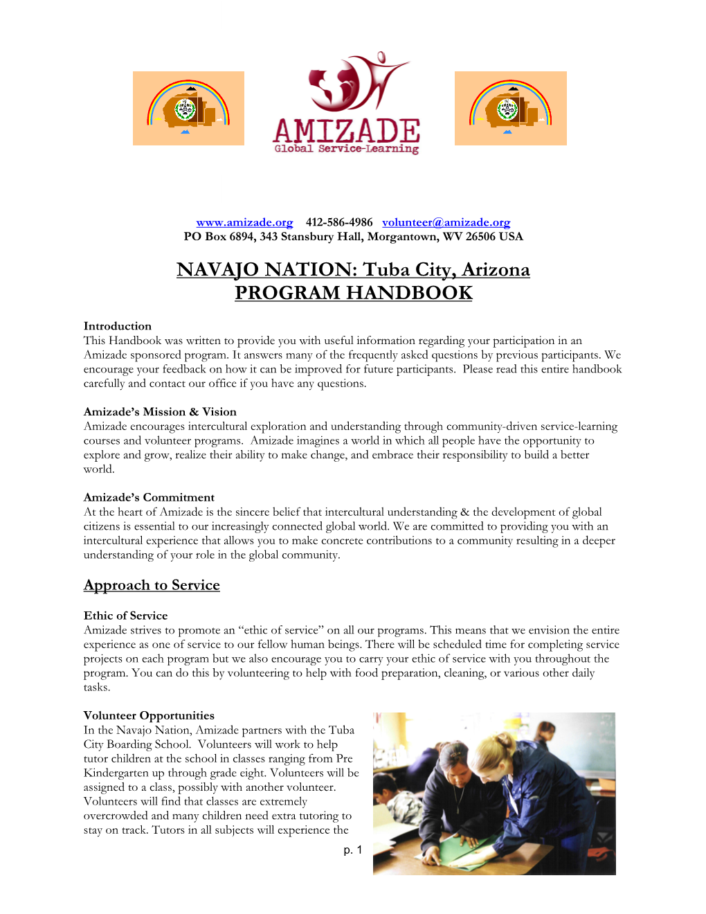 NAVAJO NATION: Tuba City, Arizona PROGRAM HANDBOOK