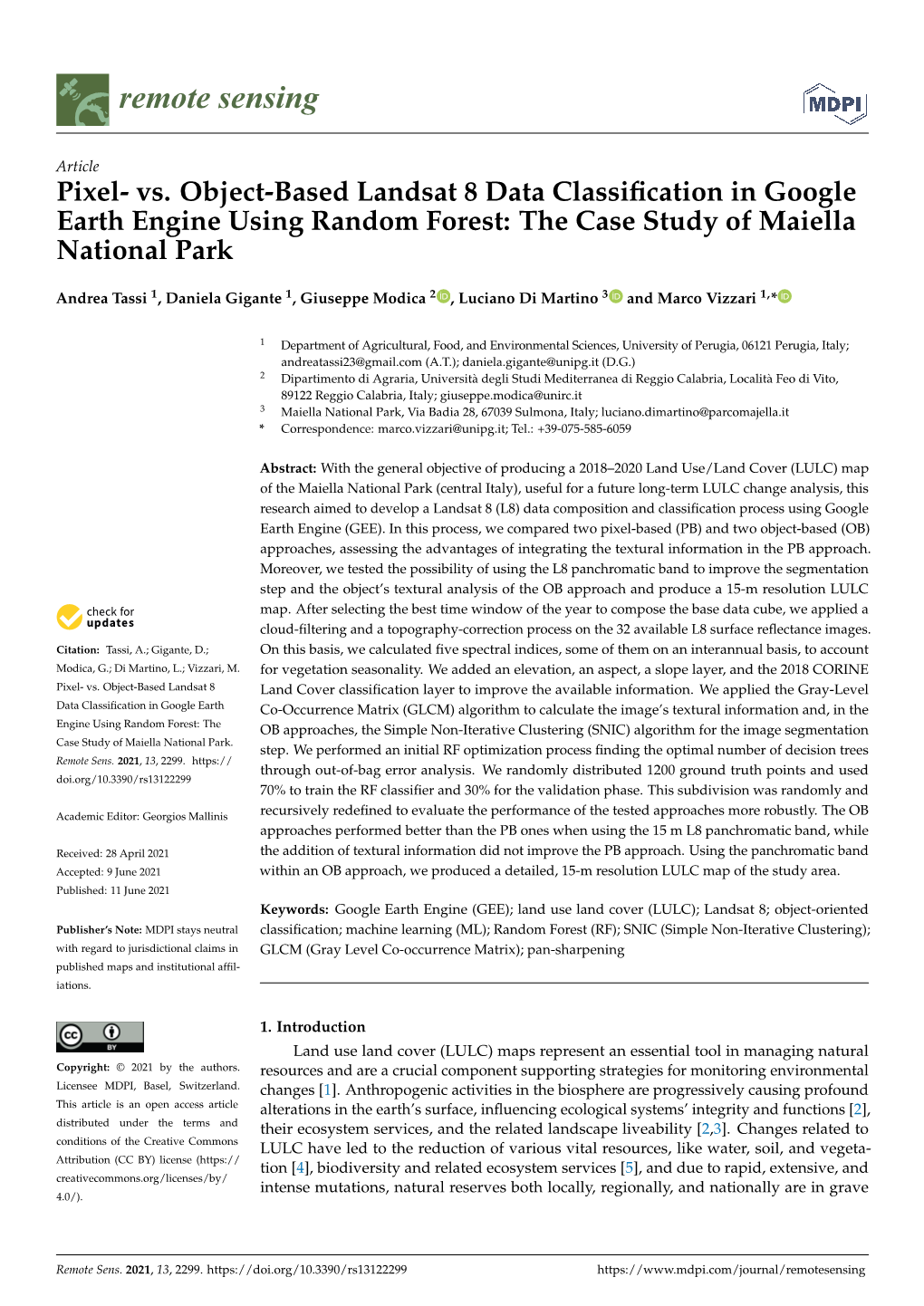 Pixel- Vs. Object-Based Landsat 8 Data Classification in Google Earth