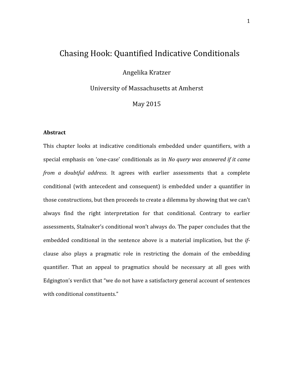 Chasing Hook: Quantified Indicative Conditionals