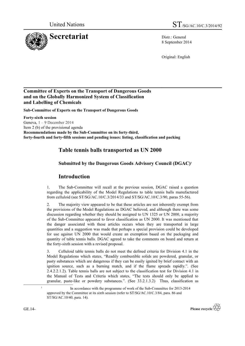 Sub-Committee of Experts on the Transport of Dangerous Goods s5