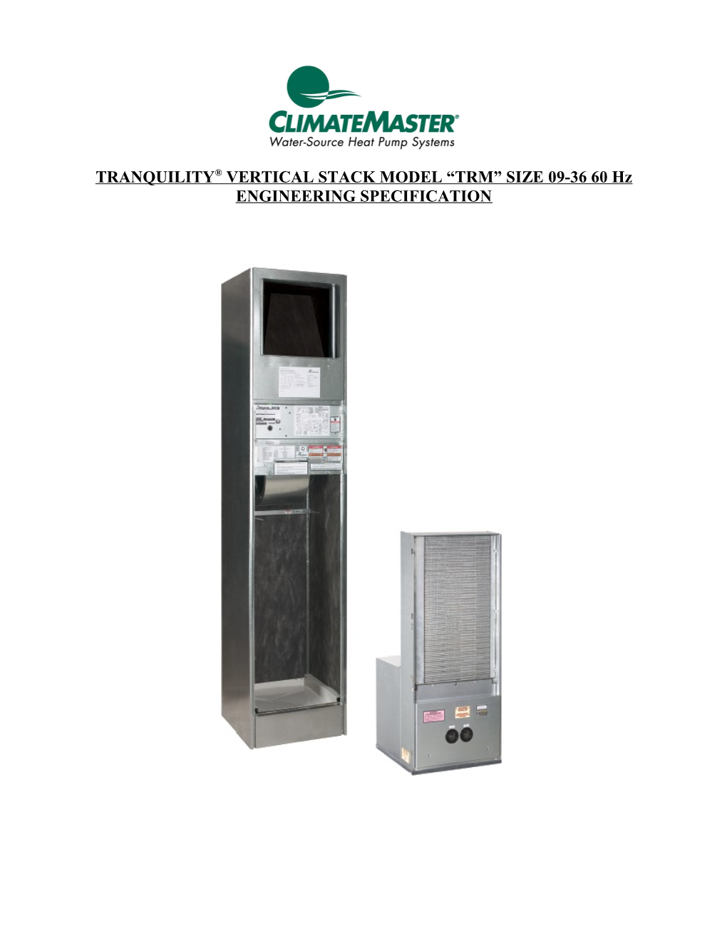 Vertical Stack Water Source Heat Pump Specifications s1