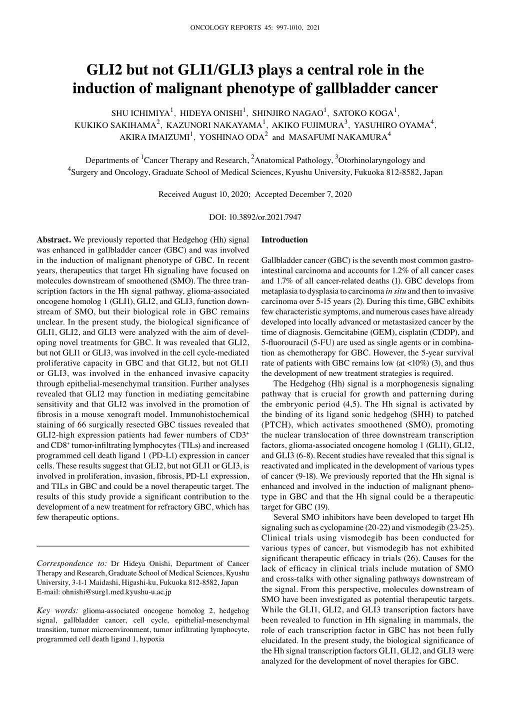 GLI2 but Not GLI1/GLI3 Plays a Central Role in the Induction of Malignant Phenotype of Gallbladder Cancer