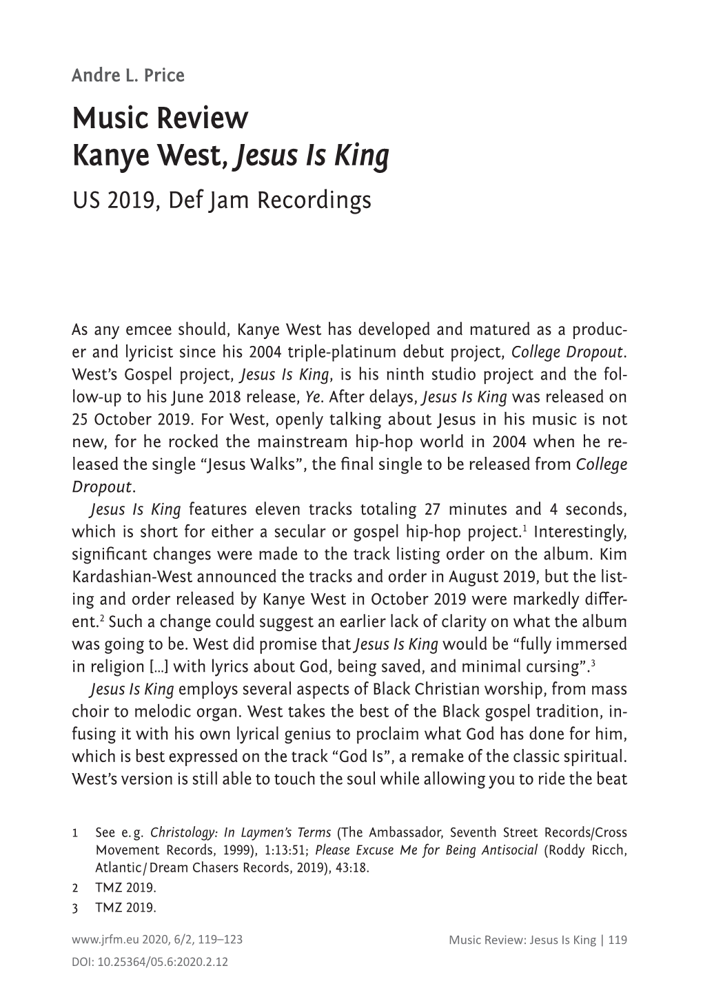 Music Review Kanye West, Jesus Is King US 2019, Def Jam Recordings