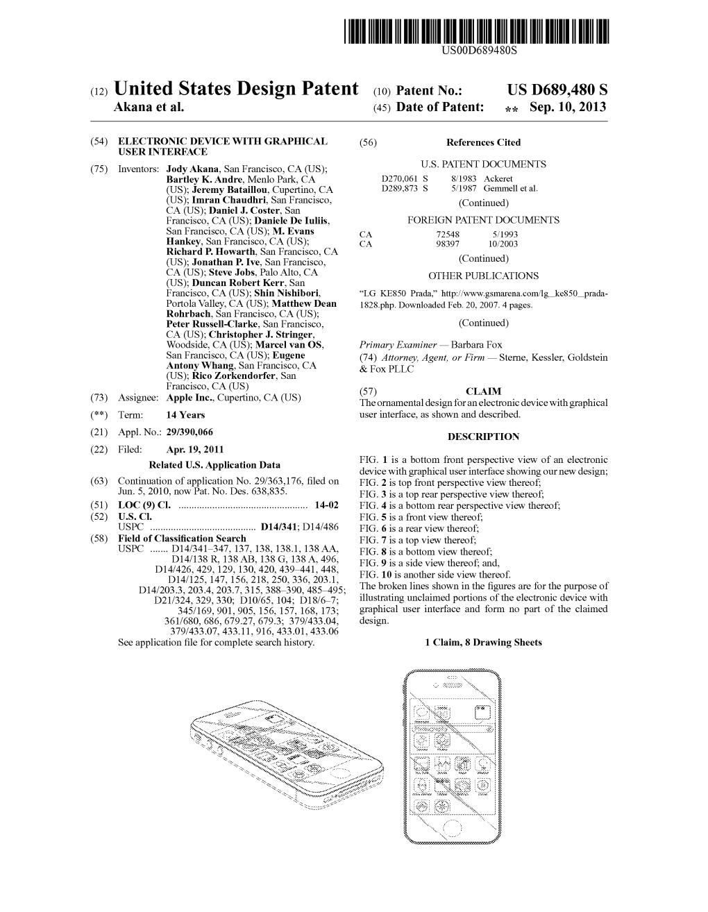 (12) United States Design Patent (10) Patent No.: US D689,480 S Akana Et A]