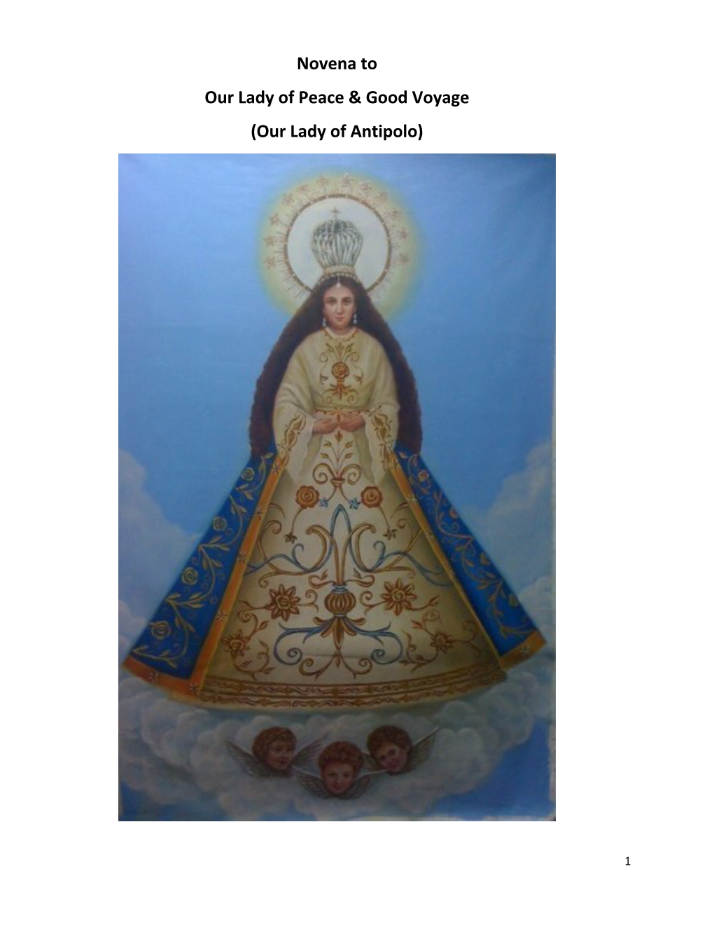 Novena to Our Lady of Peace & Good Voyage (Our Lady of Antipolo)