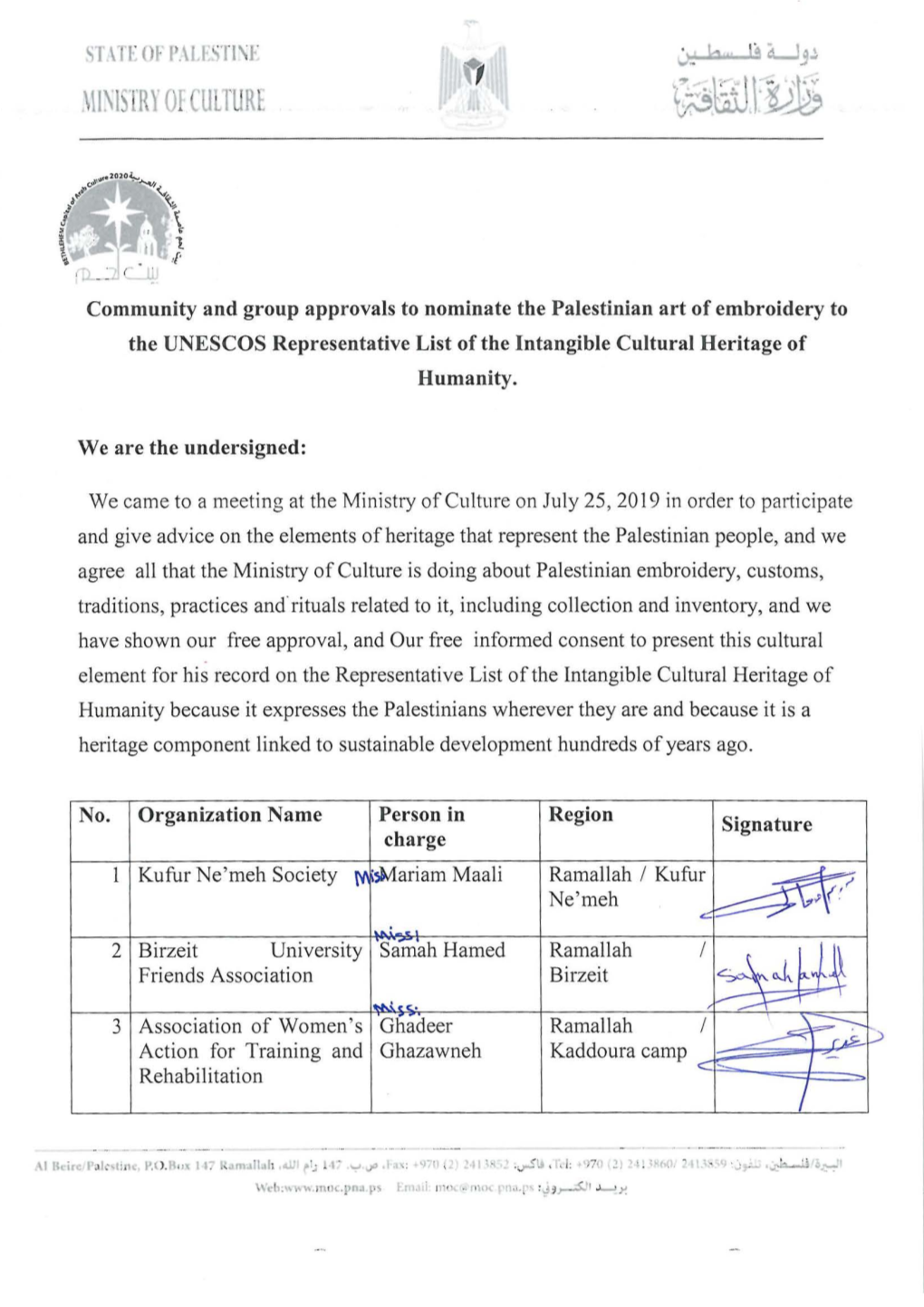 Integration of Palestinian Embroidery Art In· Curriculum