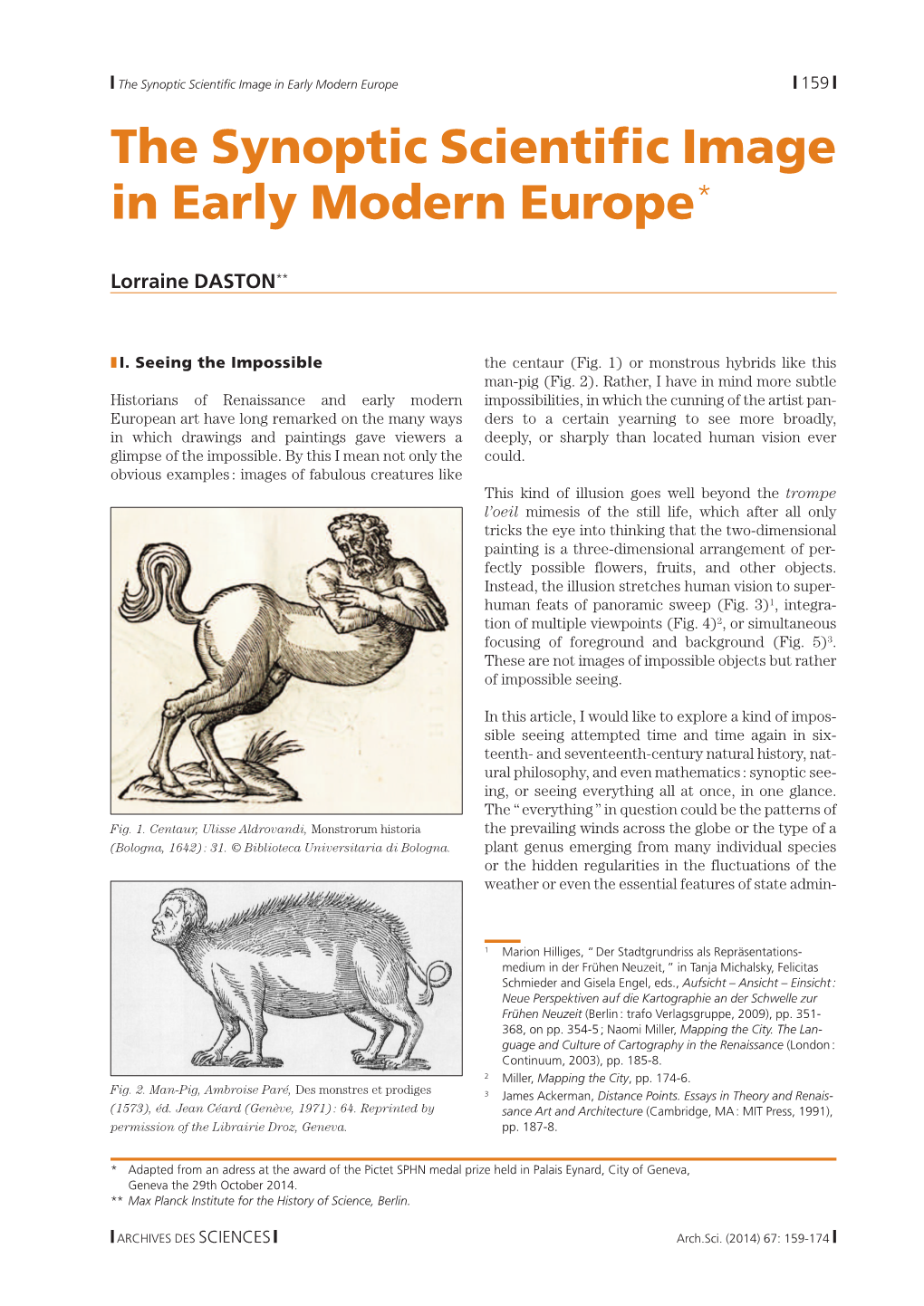 The Synoptic Scientific Image in Early Modern Europe*