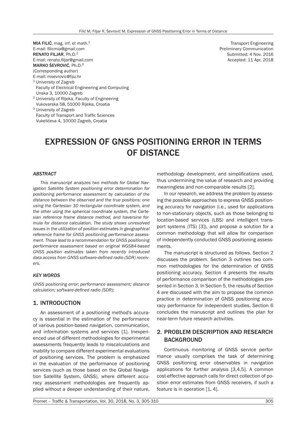 Expression of GNSS Positioning Error in Terms of Distance