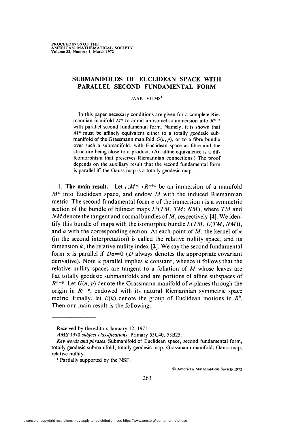 Submanifolds of Euclidean Space with Parallel Second Fundamental Form