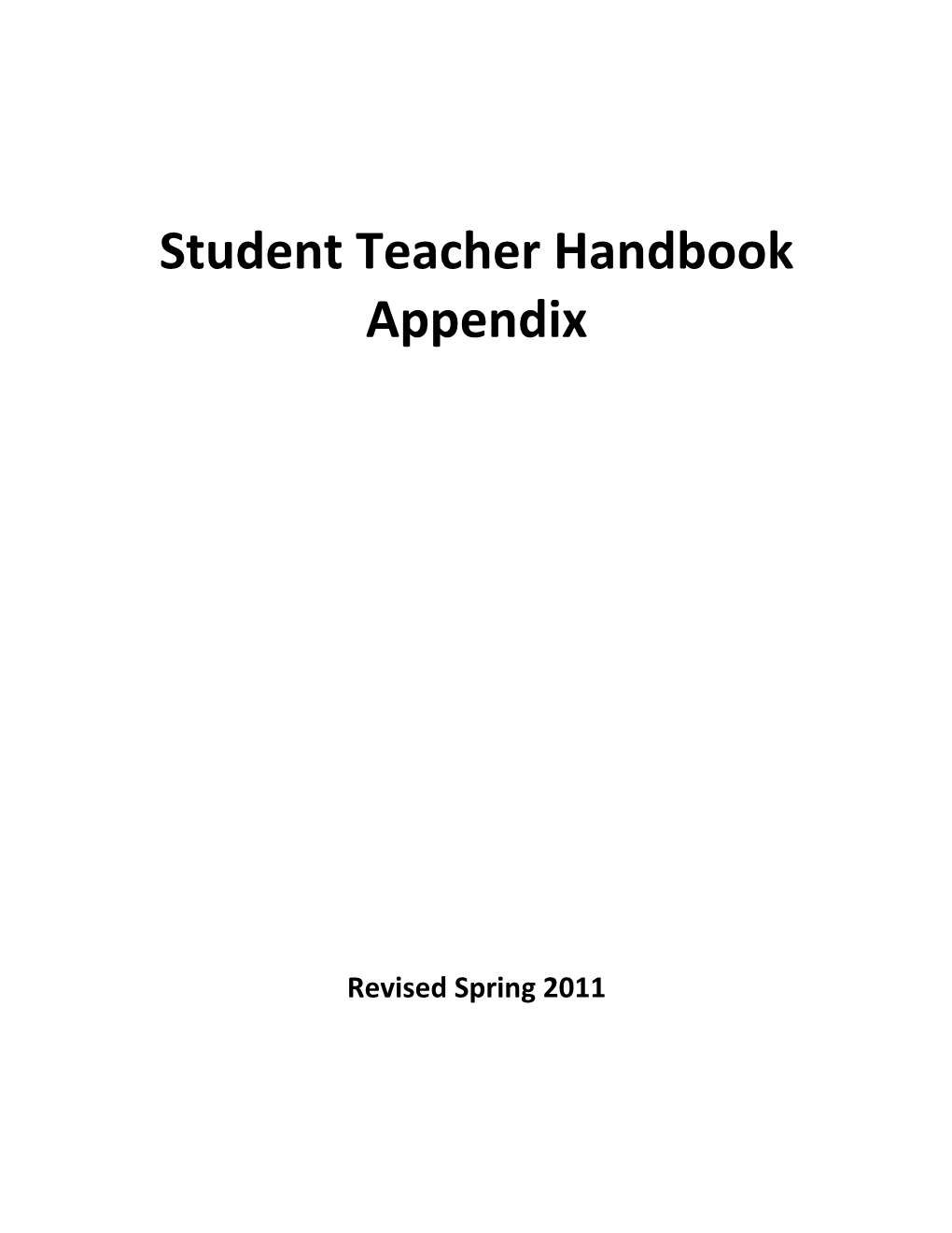 Student Teacher Handbook Appendix