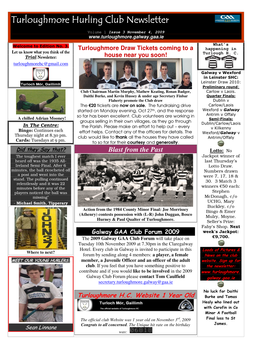 Turloughmore Hurling Club Newsletter Turloughmore Hurling