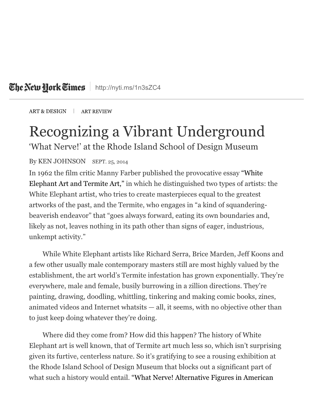 Gladys Nilsson Featured in the New York Times