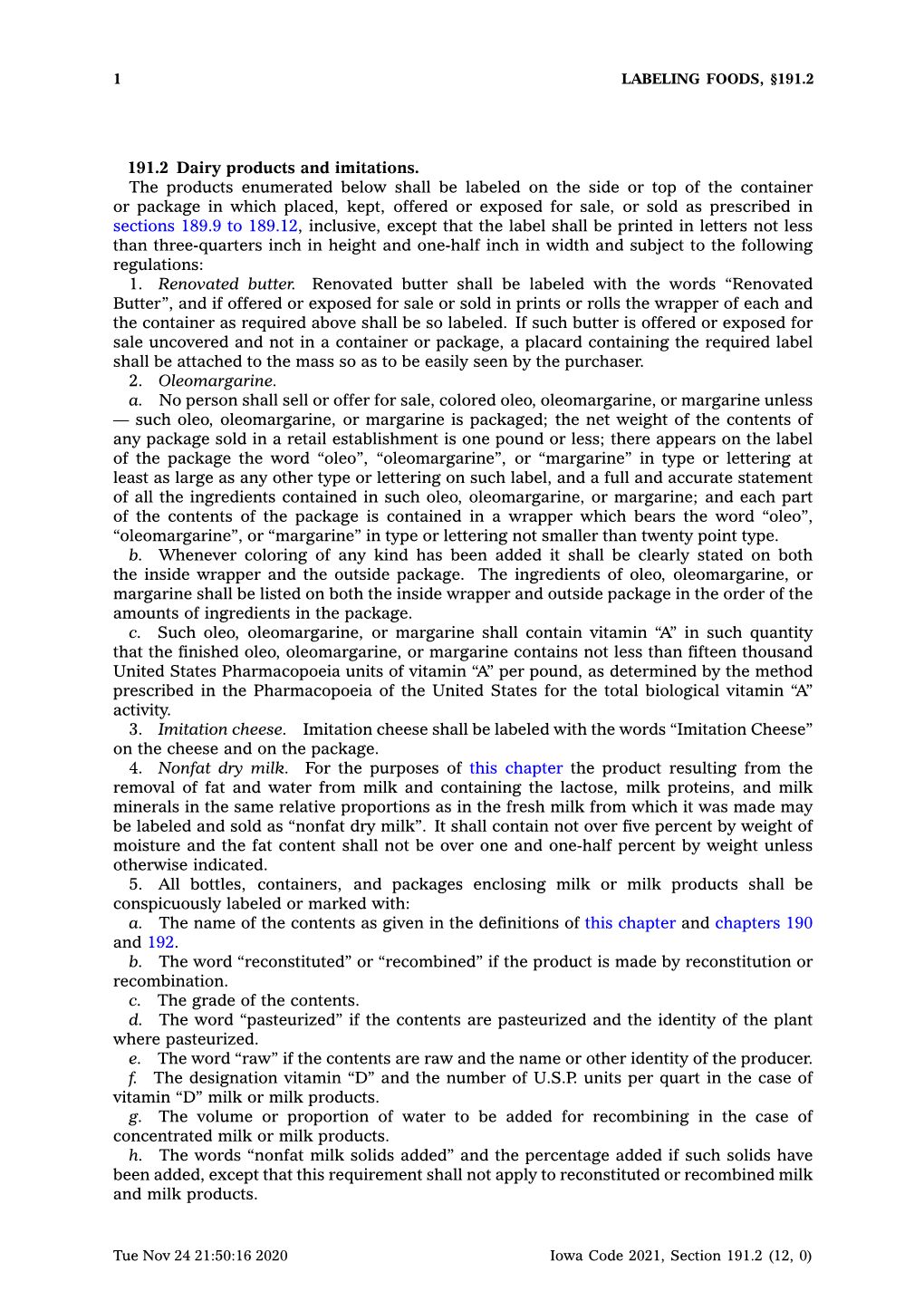 191.2 Dairy Products and Imitations