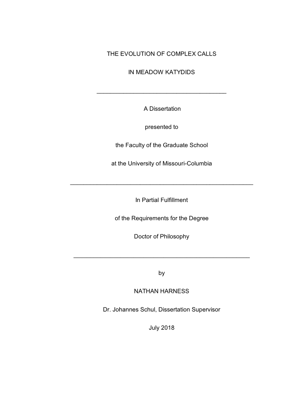 The Evolution of Complex Calls in Meadow