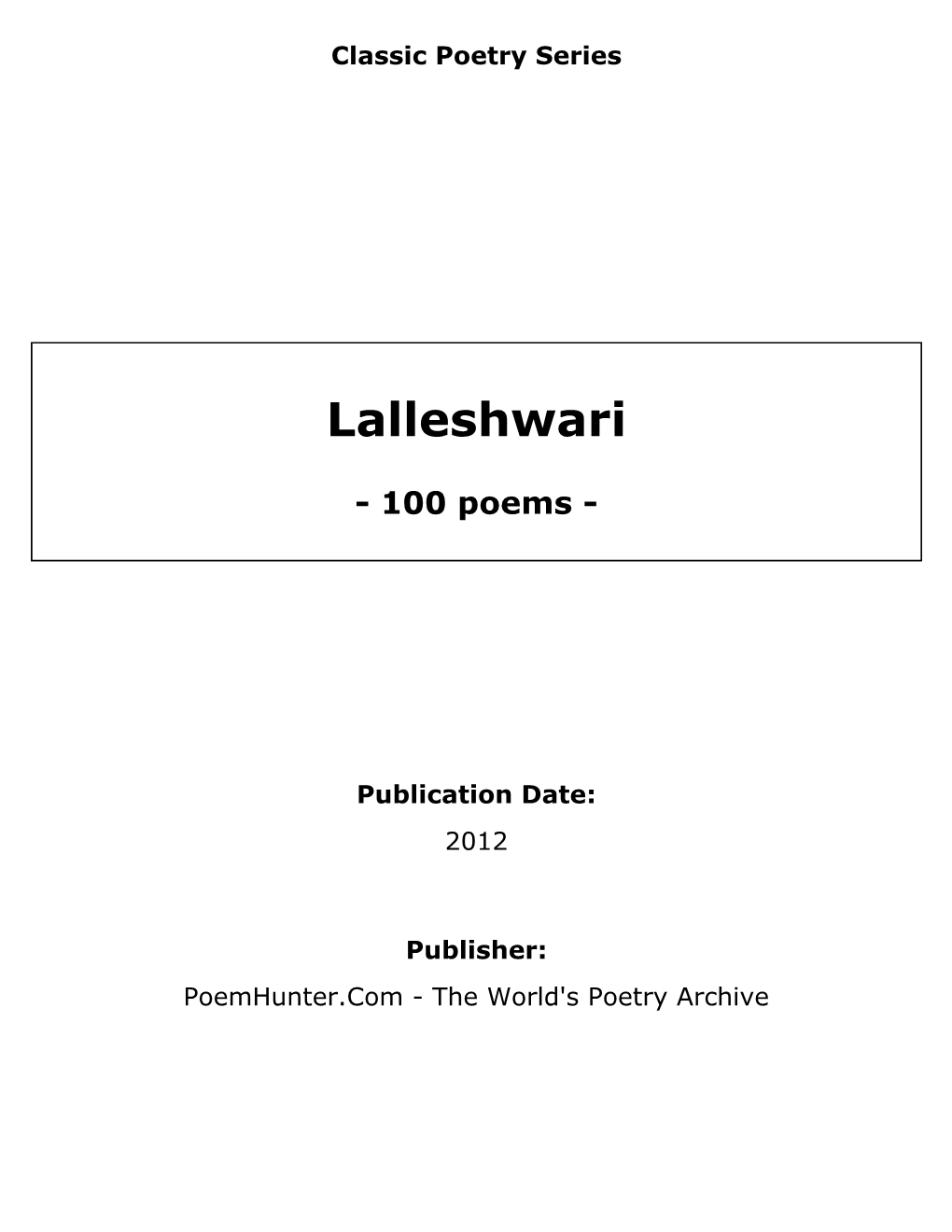 Lalleshwari-Poems