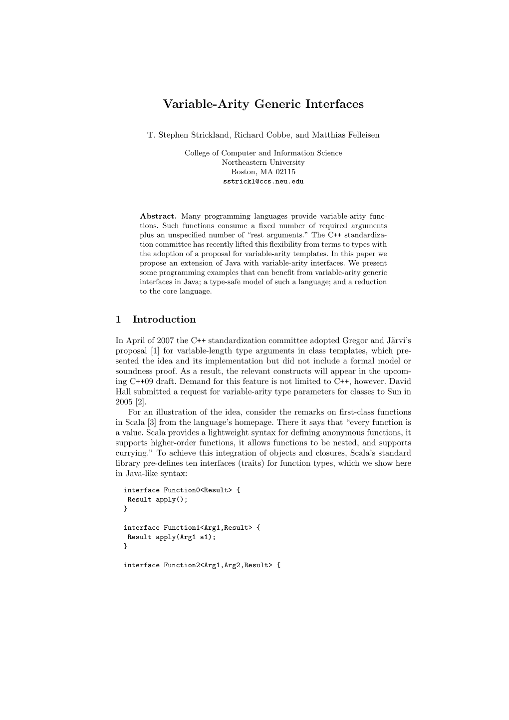 Variable-Arity Generic Interfaces