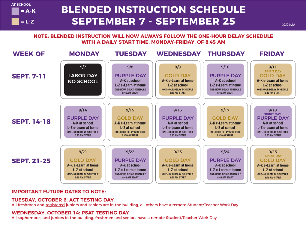 Blended Instruction Schedule September 7