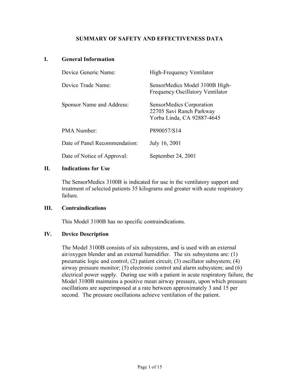 High-Frequency Ventilator Device Trade Name