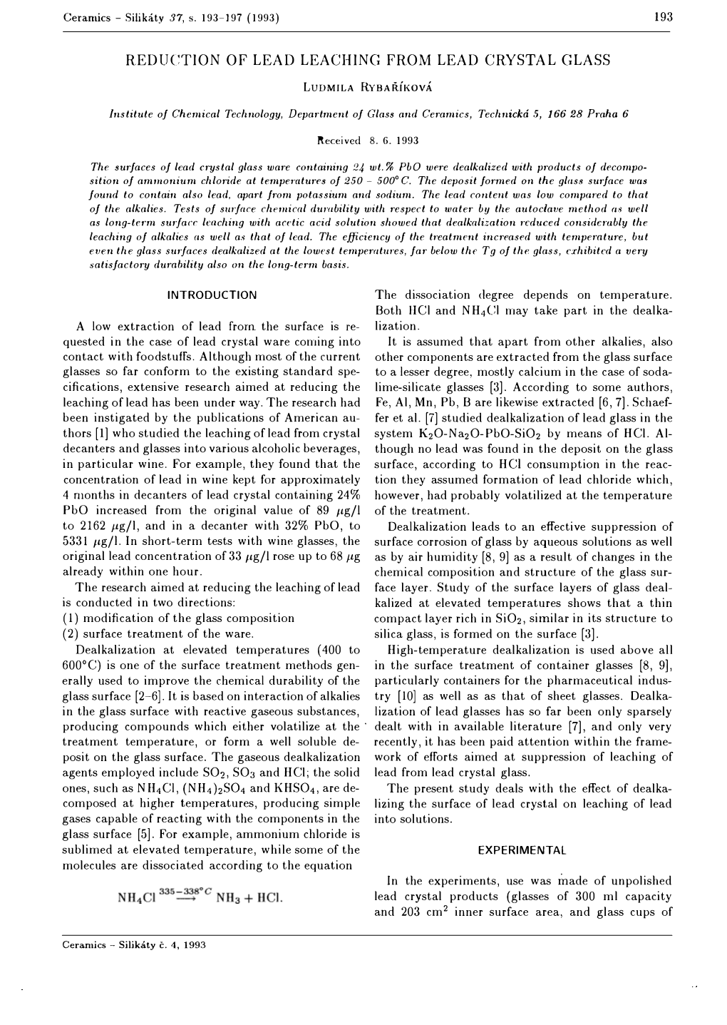 Reduction of Lead Leaching from Lead Crystal Glass