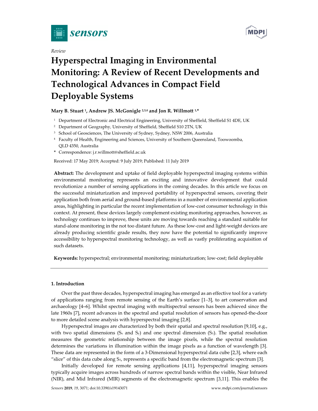 Hyperspectral Imaging in Environmental Monitoring: a Review of Recent Developments and Technological Advances in Compact Field Deployable Systems