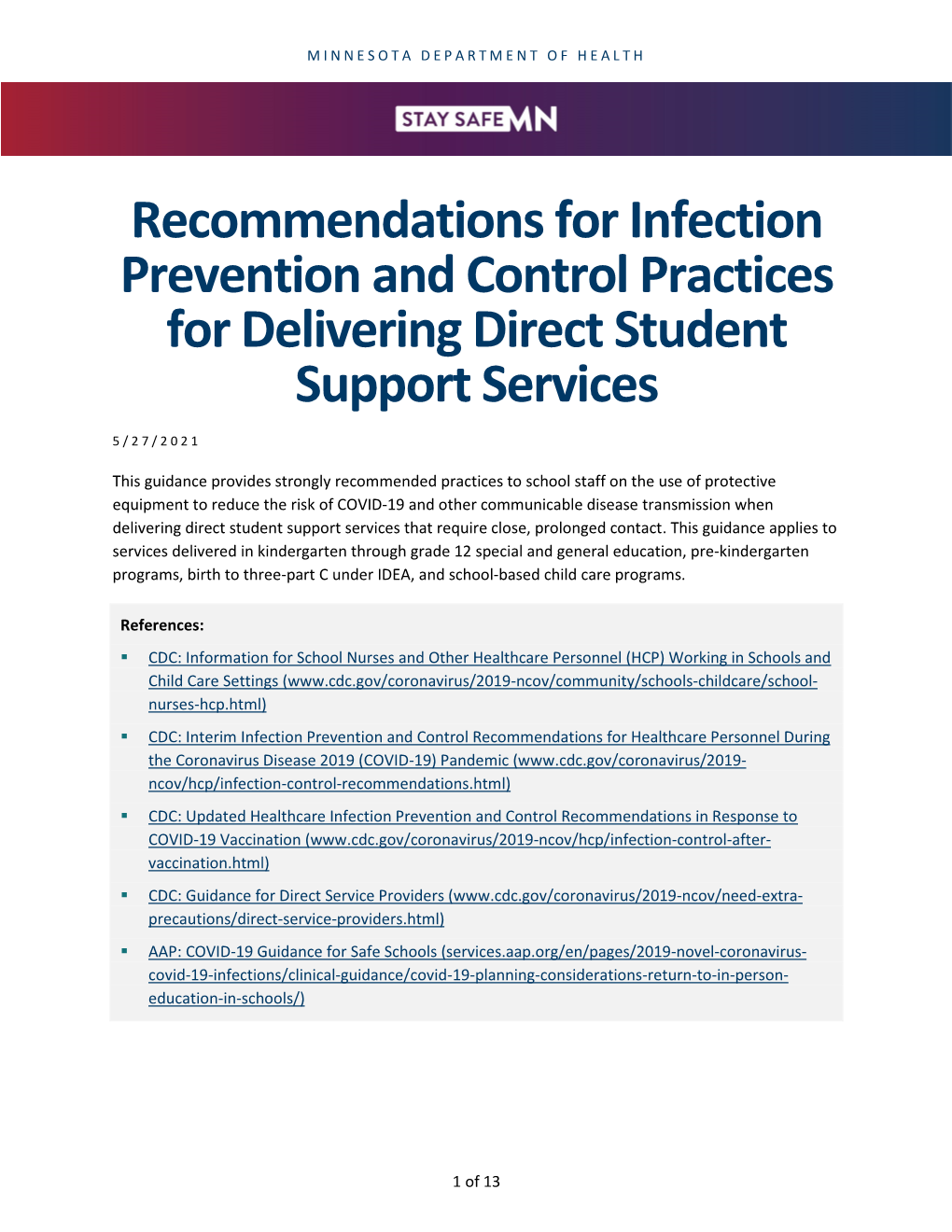 Control Practices for Delivering Direct Student Support Services