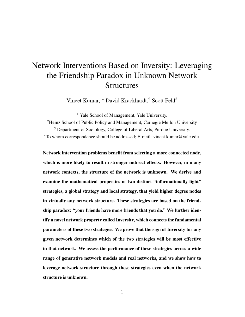 Network Interventions Based on Inversity: Leveraging the Friendship Paradox in Unknown Network Structures