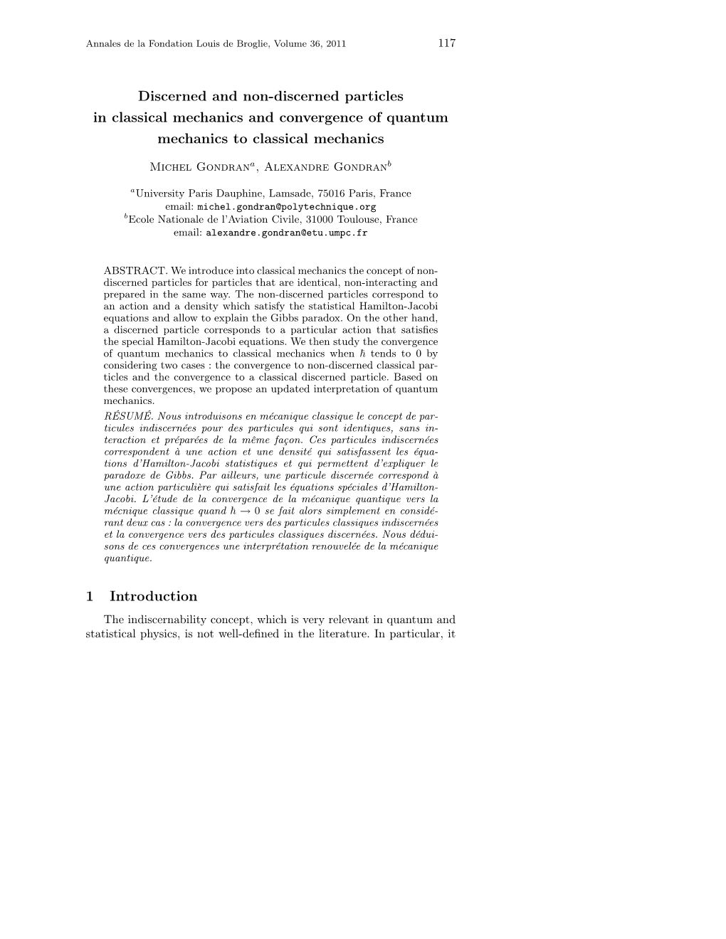 Discerned and Non-Discerned Particles in Classical Mechanics and Convergence of Quantum Mechanics to Classical Mechanics