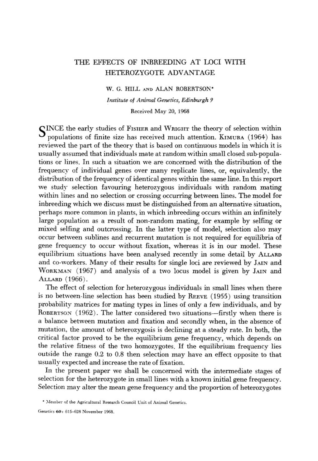 The Eff'ects of Inbreeding at Loci with Heterozygote Advantage