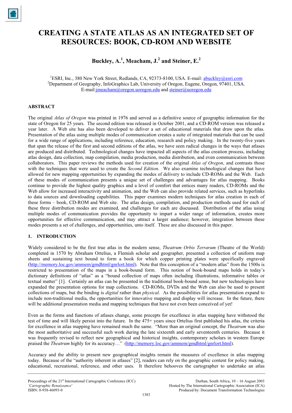 Creating a State Atlas As an Integrated Set of Resources: Book, Cd-Rom and Website