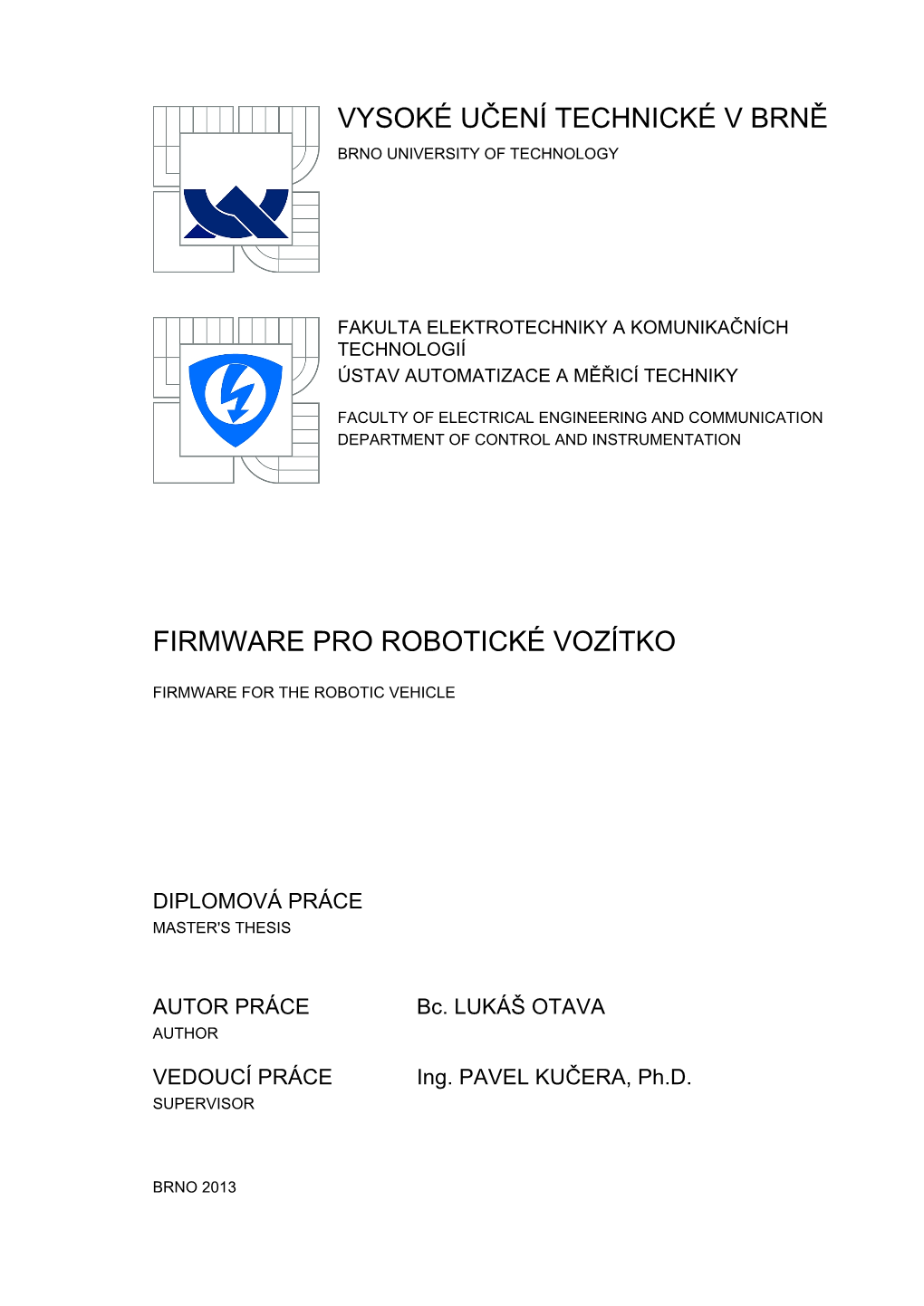 Firmware Pro Robotické Vozítko