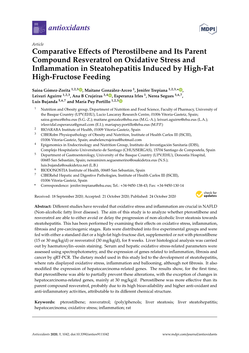 Comparative Effects of Pterostilbene and Its Parent Compound