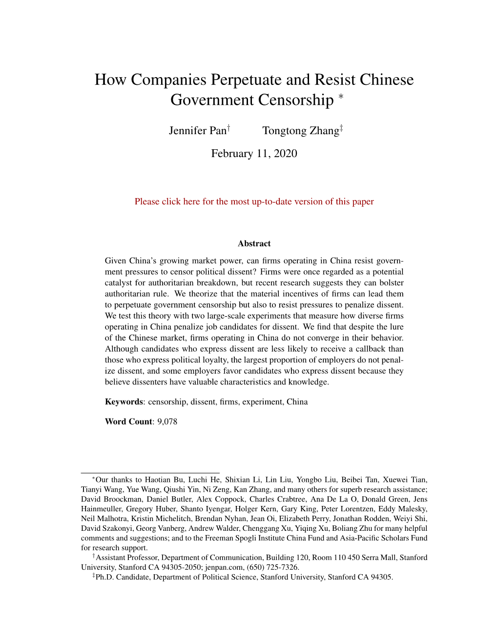 How Companies Perpetuate and Resist Chinese Government Censorship ∗