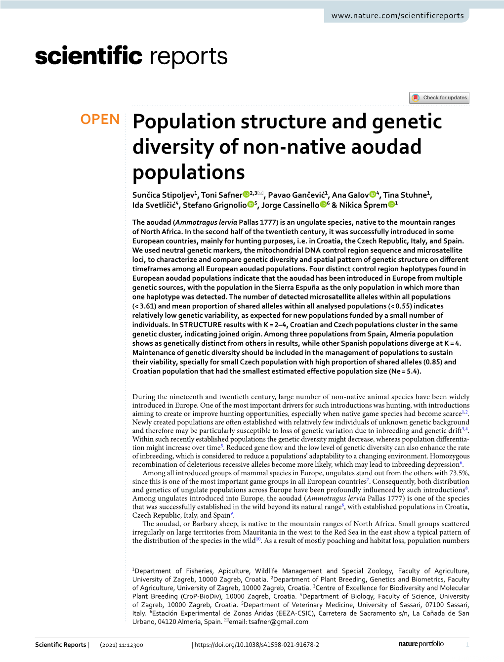 Population Structure and Genetic Diversity of Non-Native Aoudad